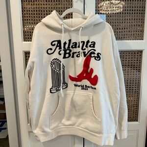 Atlanta Braves Red Letters Puff Print World Series Hoodie Large